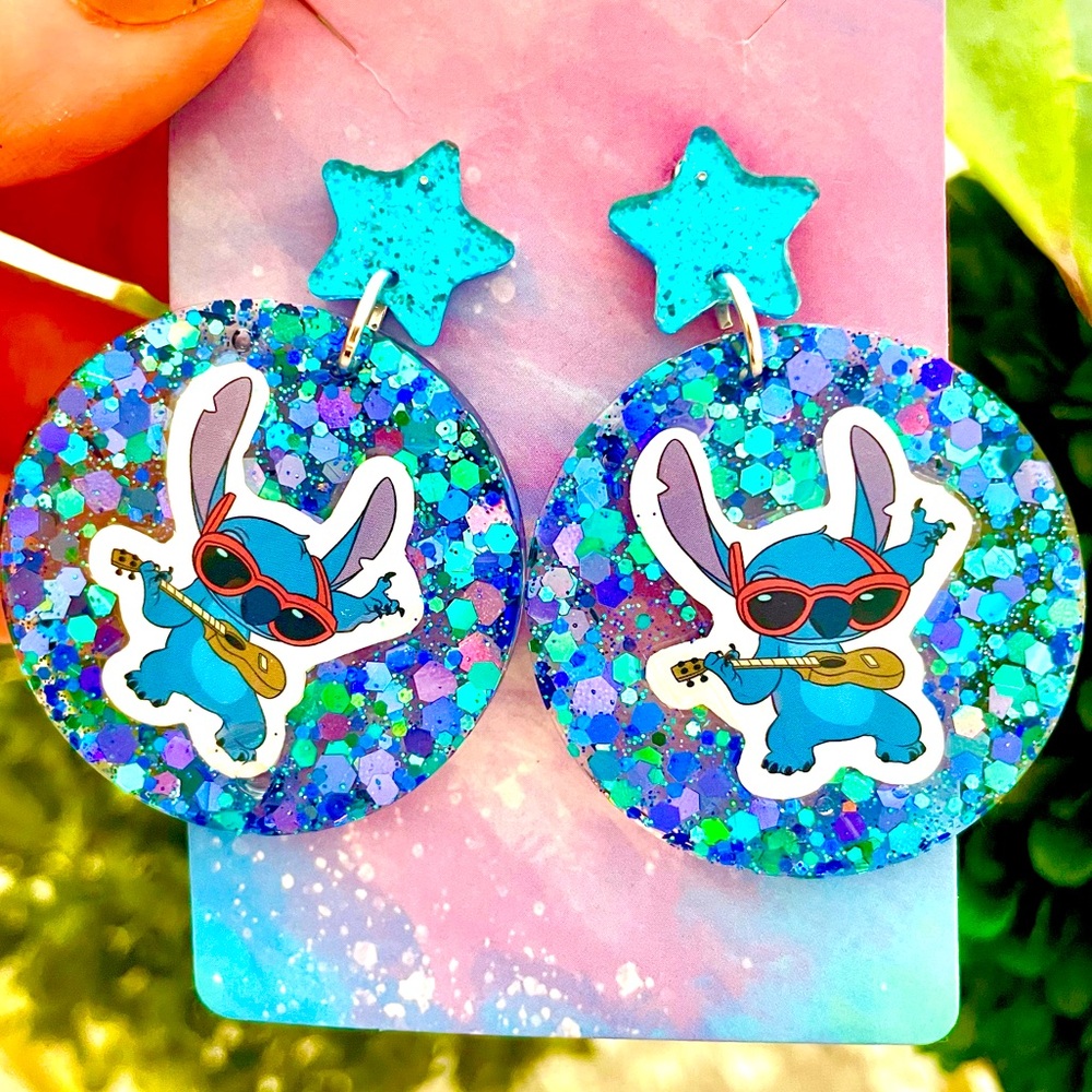 Stitch Acrylic Dangle Earrings